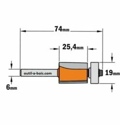 Fraise à Affleurer CMT - Diamètre 19 Mm - Hauteur 25.4 Mm - Queue De 6 Mm Avec Roulement -Elbe Soldes Magasin 706 191 11 big