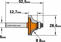 FRAISE A QUART DE ROND AVEC ROULEMENT Rayon 8 Mm Queue De 6mm -Elbe Soldes Magasin 739 285 11 big