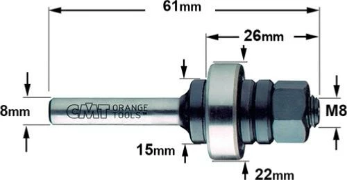 Arbre Porte Fraise CMT 822 Longueur 61 Mm - Queue De 8 Mm Avec Roulement 4 Arbre Porte Fraise CMT 822 Longueur 61 Mm - Queue De 8 Mm Avec Roulement – Image 2