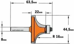 FRAISE QUART DE ROND - Rayon De 16 MM - Queue De 8 Mm Avec Roulement -Elbe Soldes Magasin 938 445 11 big