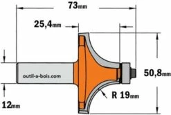 FRAISE QUART DE ROND - Rayon De 19 MM - Queue De 12 Mm Avec Roulement -Elbe Soldes Magasin 938 990 11 big